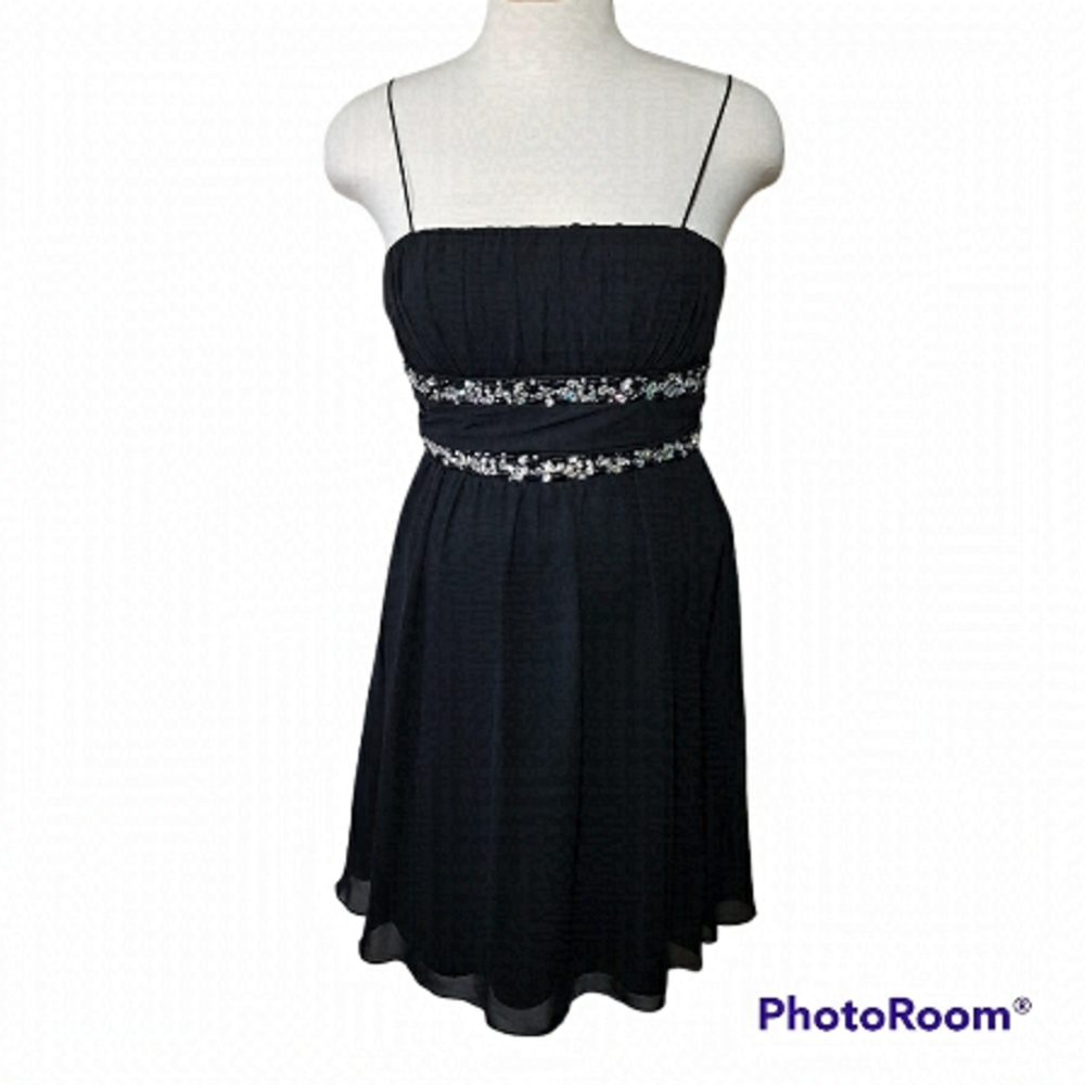 Dollar Beaded Black Midi Prom Dress.